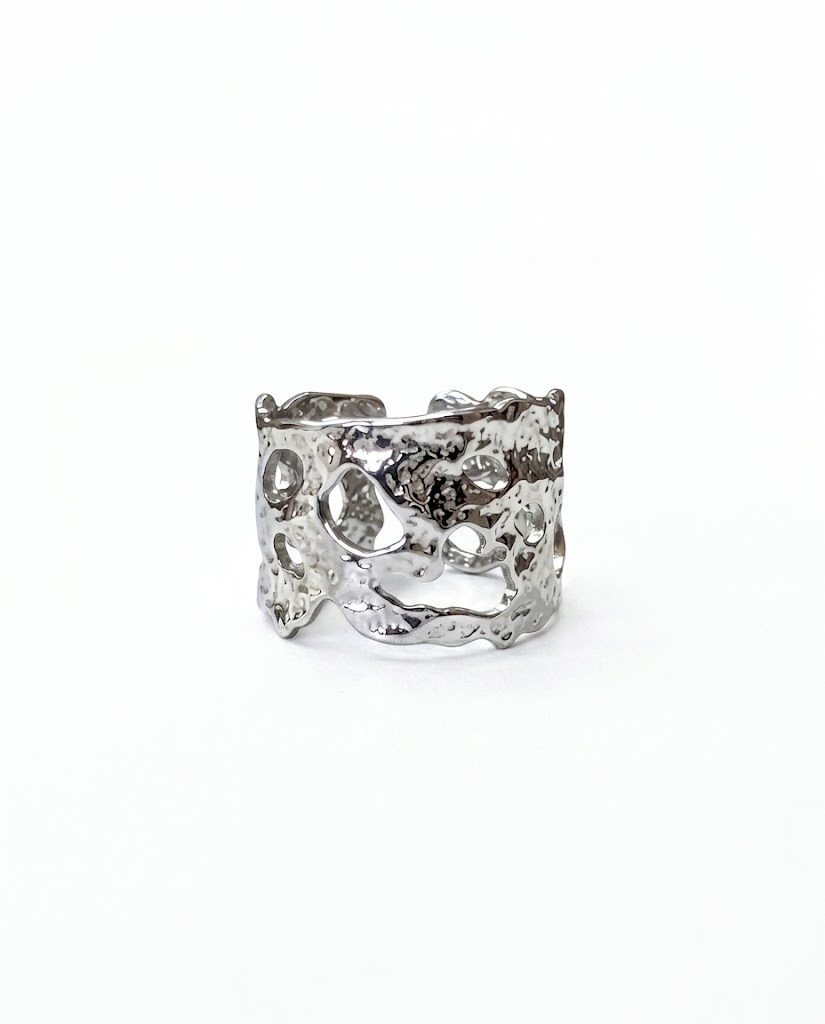 Molten Silver Cutout Wide Ring